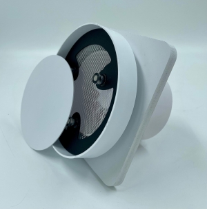 Решетка скрытого монтажа для натяжного потолка FoZa d125мм с вентилятором на шарикоподшипнике с выходом на трубу d100мм