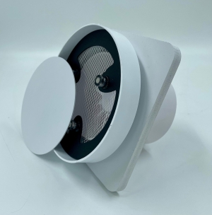 Решетка скрытого монтажа для натяжного потолка FoZa d150мм с вентилятором на шарикоподшипнике d100мм c выходом на трубу 100/125мм